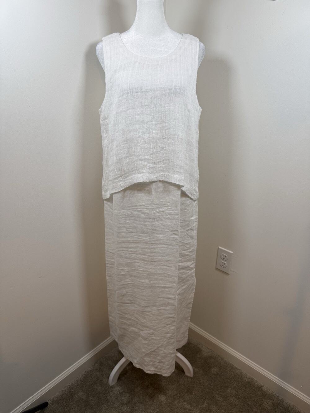 J.Jill Love Linen Dress White Medium Dress Shift Sleeveless Layered Lagenlook
